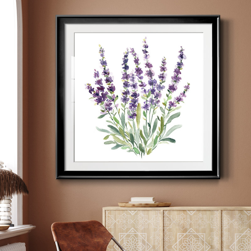 Lavande botanique II - peinture encadrée, Toile encadrée noire, H 30,5 po x l 30,5 po x P 1,5 po