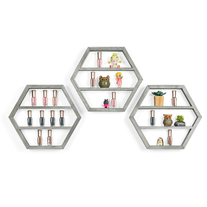 Manjit 3 Piece Hexagon Floating Shelf
