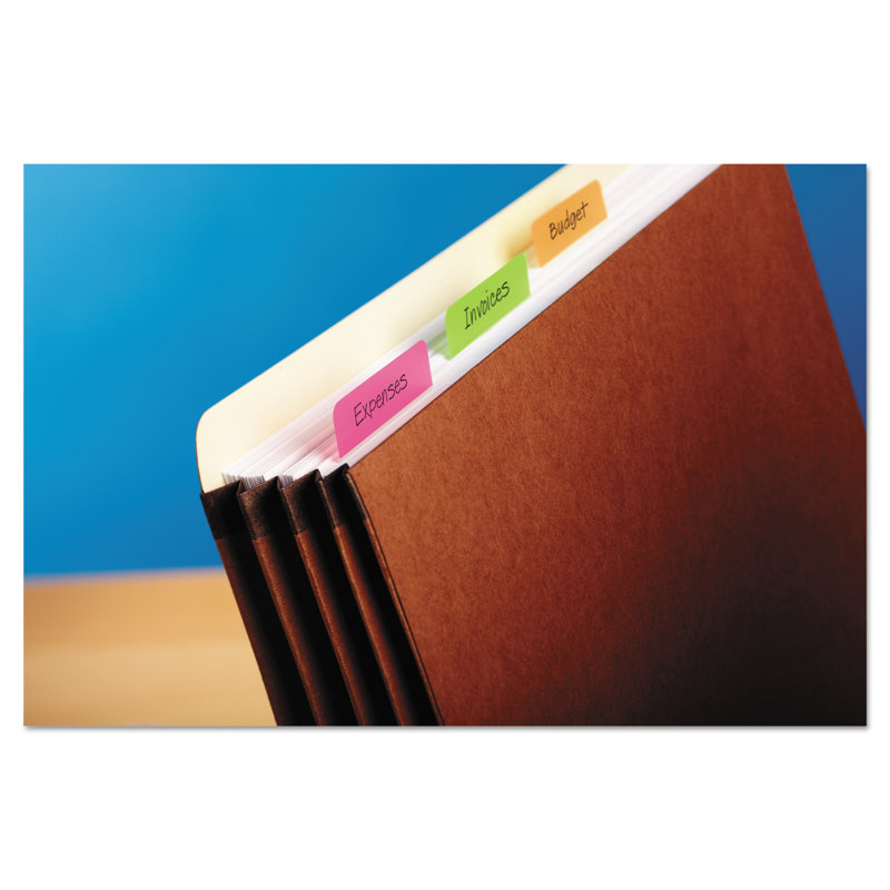 Bright Assorted Color Self-Adhesive Index Tabs, 2 x 1.5 Inch, 24 Pack