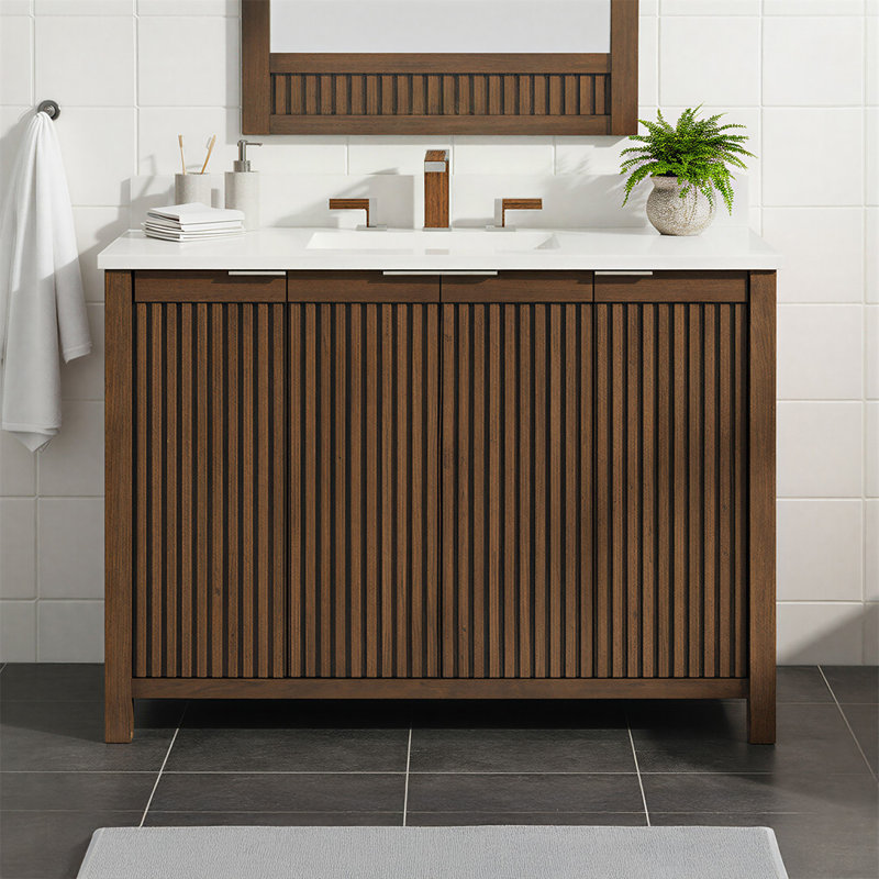 Through Lines 48" Single Bathroom Vanity, Brown, 8" Widespread