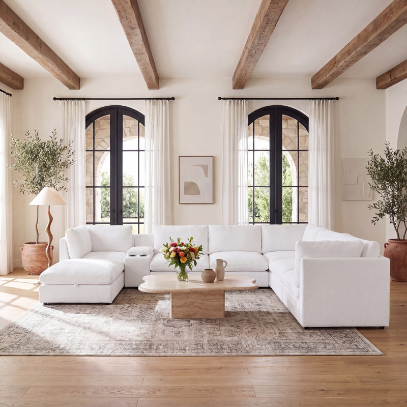 Canapé modulaire 7 pièces Everly, Blanc