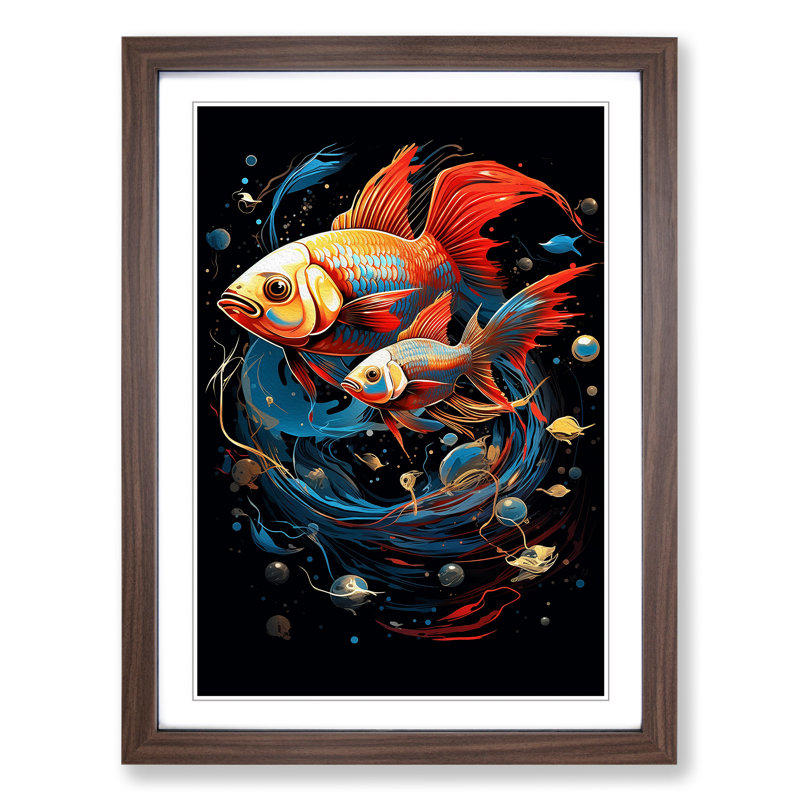 Fish Futurism - Framed Print, Walnut, 34cm H x 25cm W x 2cm D