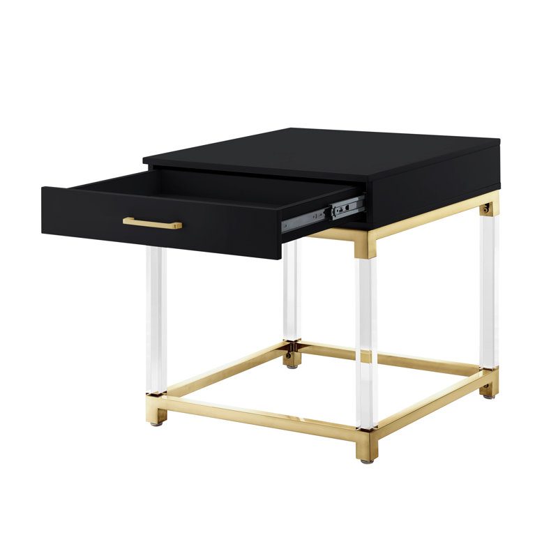 Table de bout avec cadre Ungar, Doré, Noir