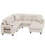 6-Seater Chenille Sofa with Bookshelf Armrests, USB Charging & Ottoman-1800542582