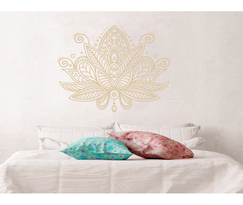 Décalcomanie murale fleur mandala lotus Estrella, Beige