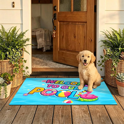  Non-Slip Indoor Outdoor Door Mat, 20"x32",Pool Party Summer