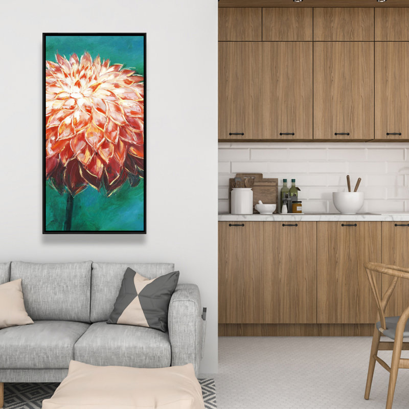 Abstract dahlia flower - 24"x48" Framed canvas