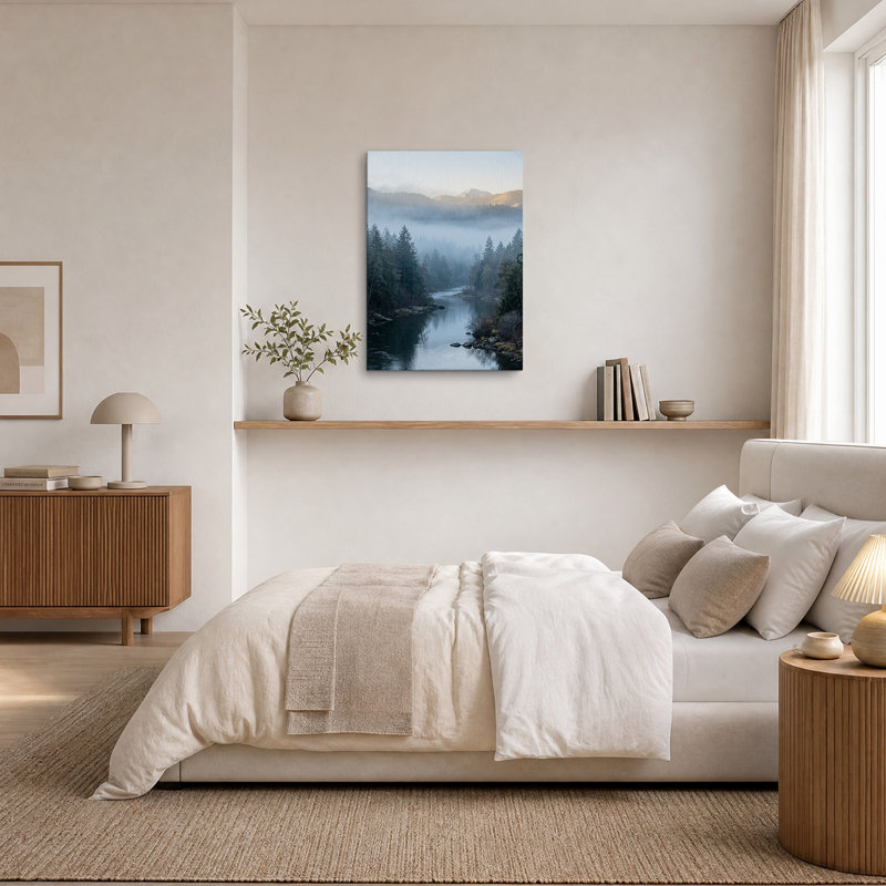 Art mural sur toile Misty River Valley, H 24 po x l 16 po