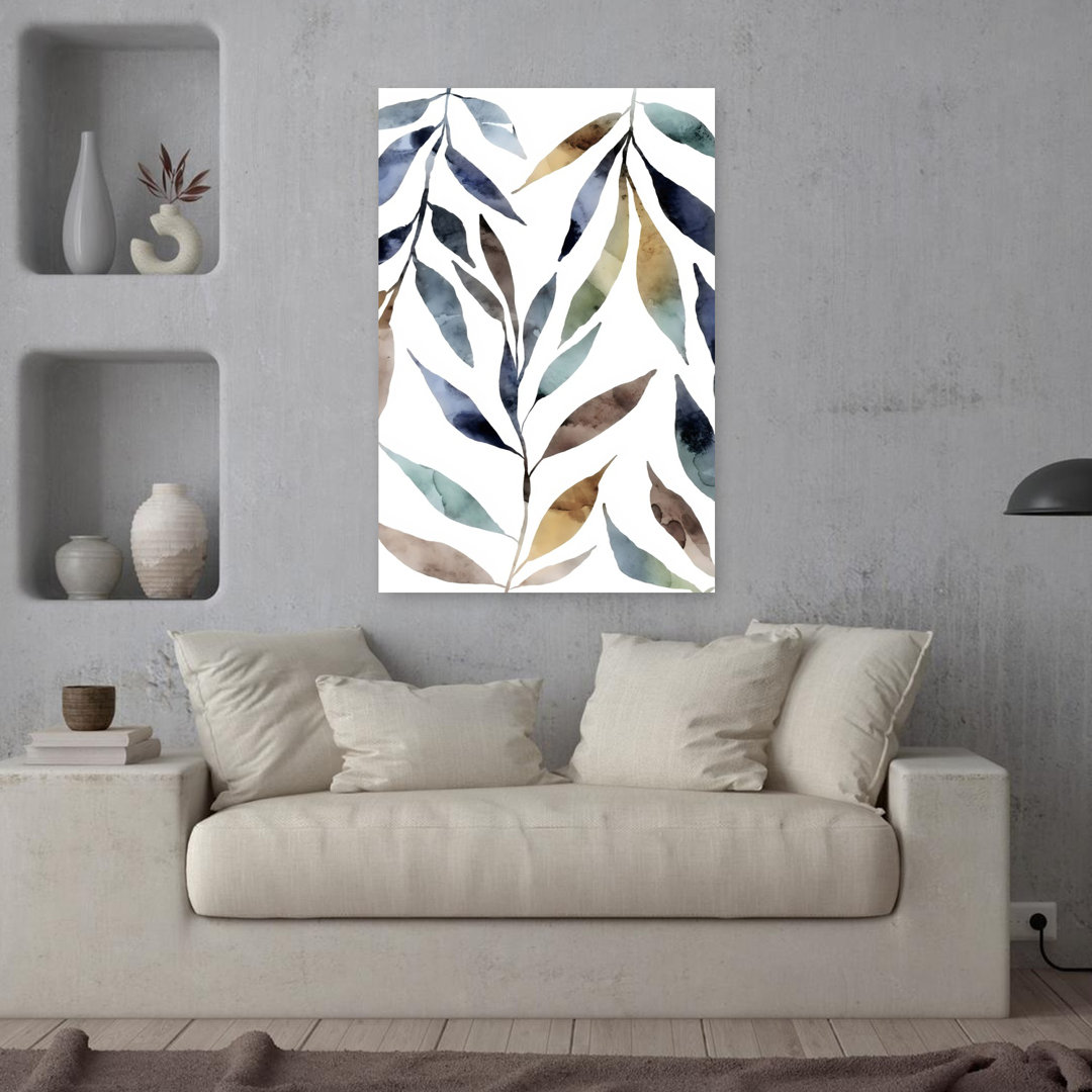 Watercolor Leaves Abstract Contemporary Wall Art Print
