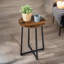 Narrow Round Top Side Table End Table Industrial Rustic Brown Living Room Furniture