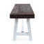 Banc en bois avec sablage brun foncé et structure en métal rustique blanc, hauteur de 17,5 po pour banc de finition pour l'extérieur