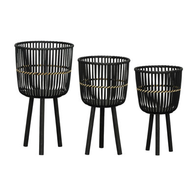 S/3 BAMBOO FOOTED PLANTERS 11/13/15"
