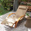 Méridienne d'extérieur, chaise longue de jardin avec repose-tête, kaki