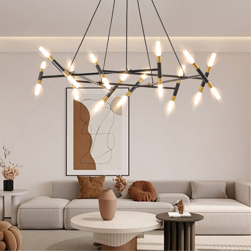 Luminaire de lustre moderne 41 "noir et doré, Noir