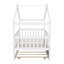 Lit simple en bois avec lit gigogne simple, blanc, lit