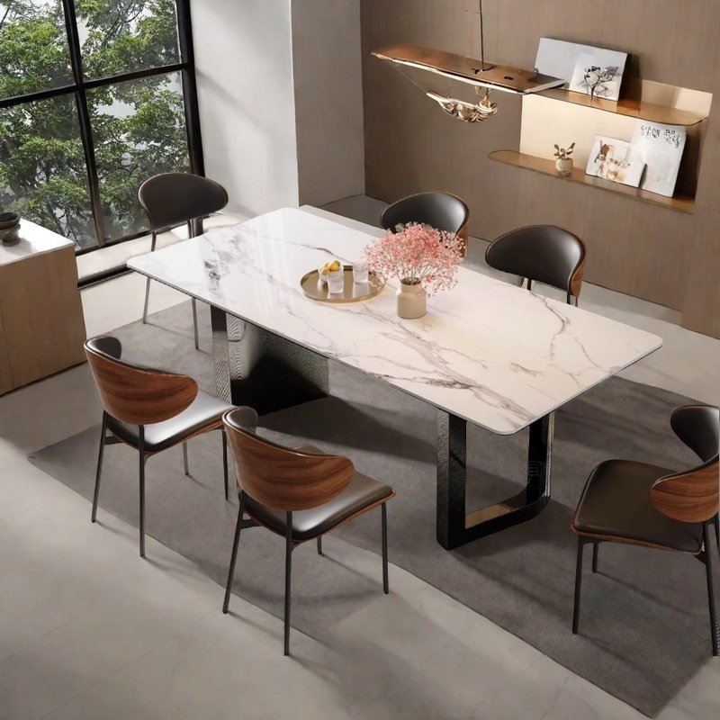 Ensemble de table et chaises de salle à manger en ardoise italienne, H 29,52 po x L 70,86 po x l 35,43 po 