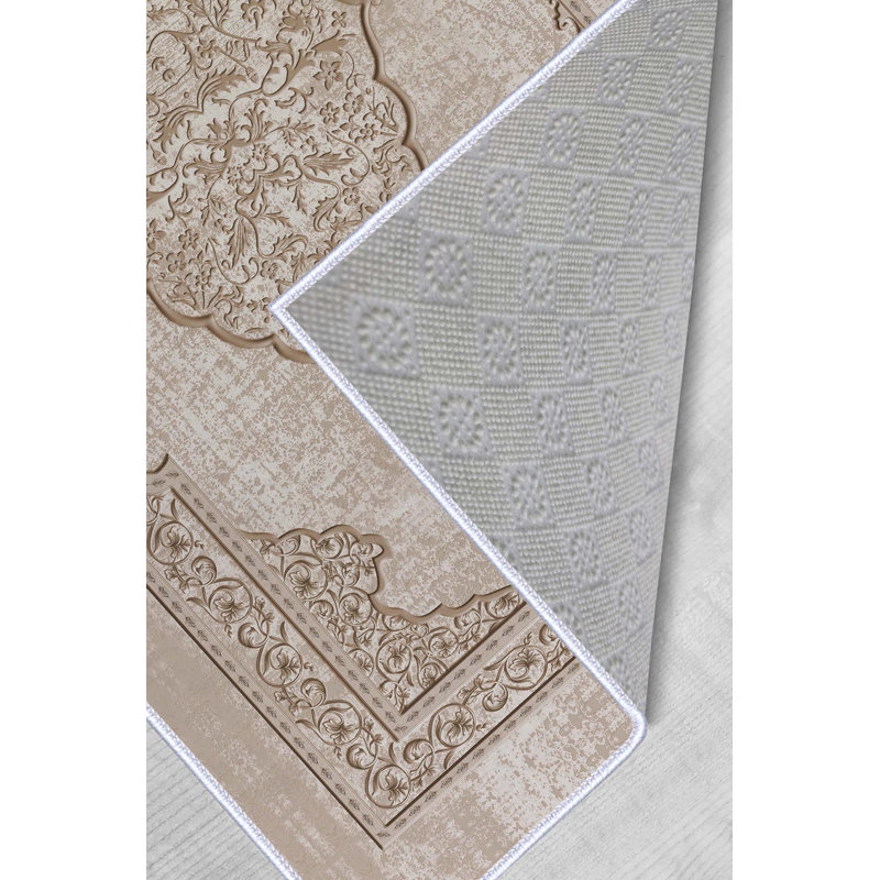 Tapis tissé de qualité supérieure (1,6 x 2,6 pieds), 100% polyester, d'une hauteur de poils de 0,3 po | Pois antibactérien antidérapant en PVC | Lavable à la machine, impression numérique 3D | Idéal pour le salon, la chambre à coucher et le vestibule