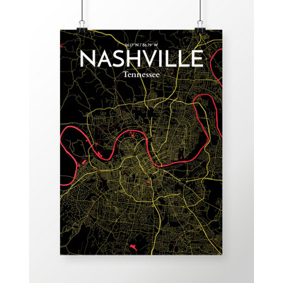 Nashville City Map - No Frame Print