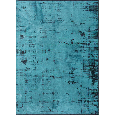 Rapture Teal/Black Abstract Luxury Area Rug
