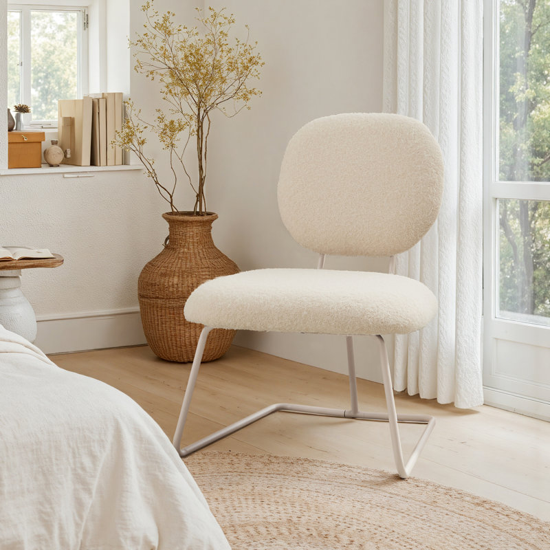 Striking Armless Accent Chair, Apricot Polyester
