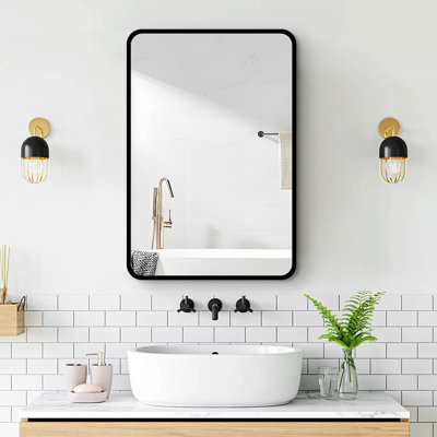 Konny Metal Accent Cabinet, Wall Mount or Recessed Bathroom Medicine Cabinet with Mirror