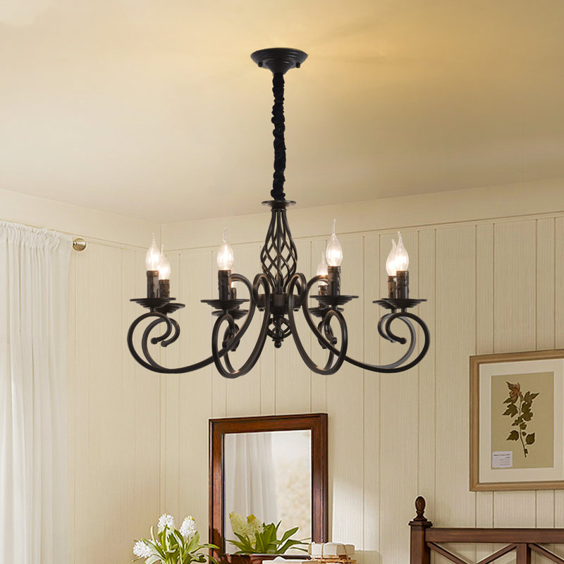 Pelchat 8 - Light Candle Style Chandelier, Black