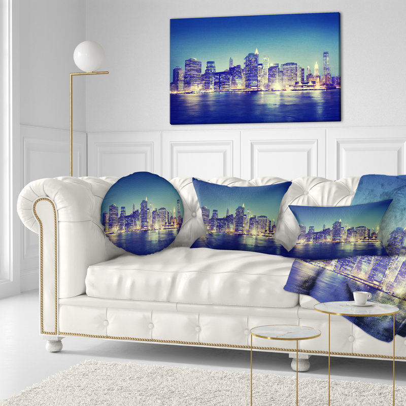 Coussin lombaire en soirée new york city, Bleu foncé