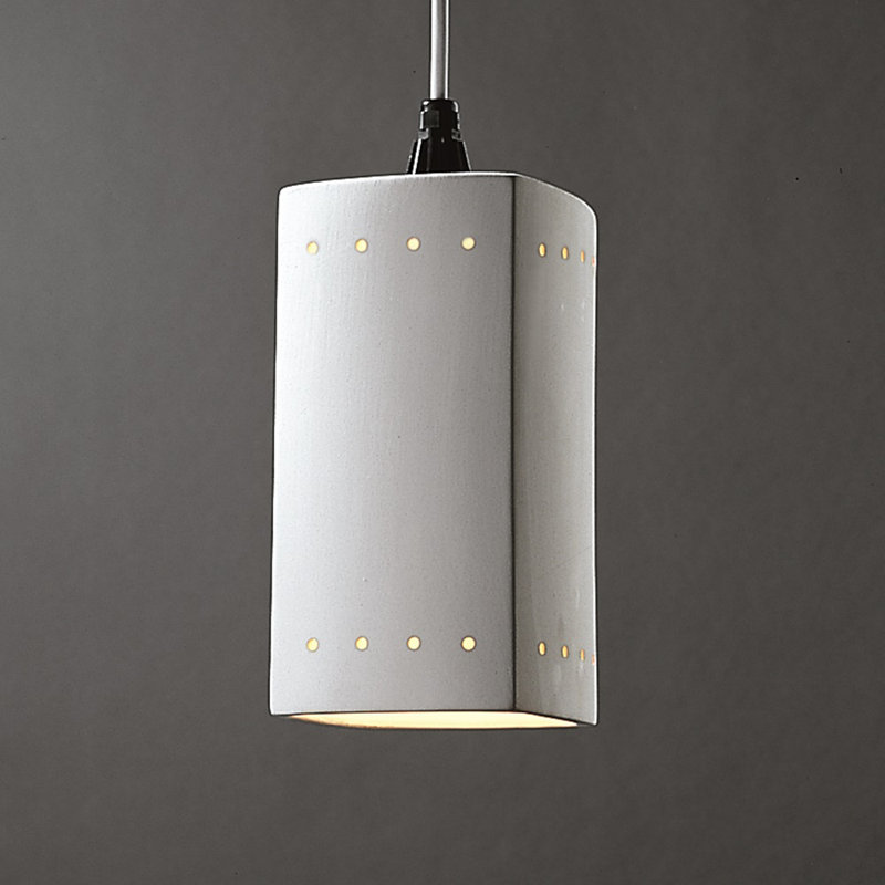 Custinne 1-Light Single Rectangle Pendant, Bisque, Black Cord