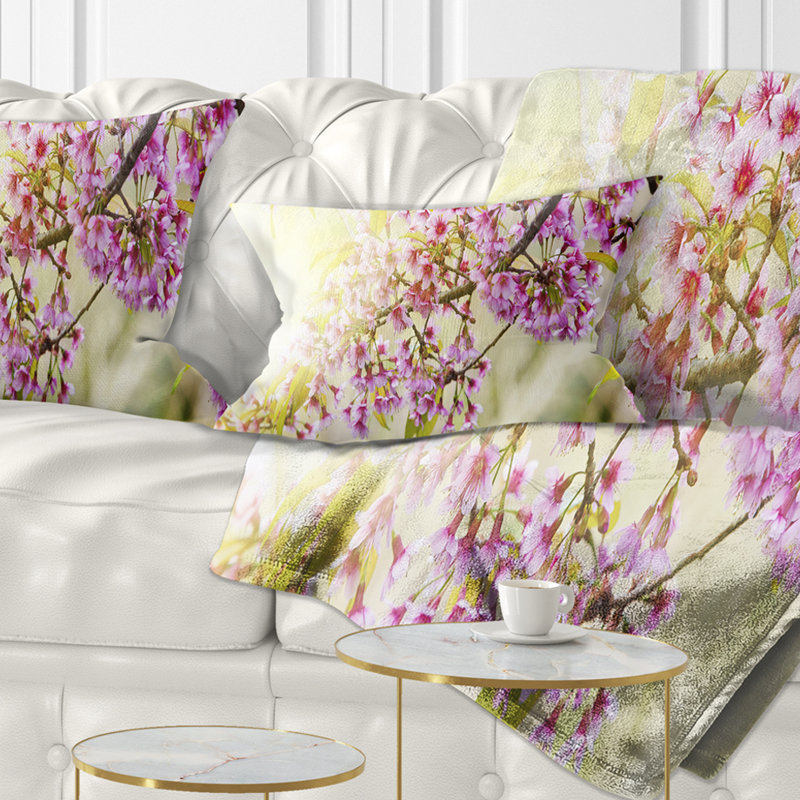 Blooming Cherry Flowers - Coussin décoratif à imprimé floral