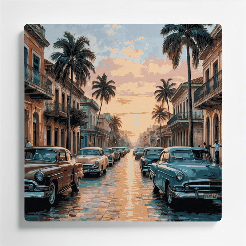 Art mural noir en cités villes Cuba, H 12 po x l 12 po