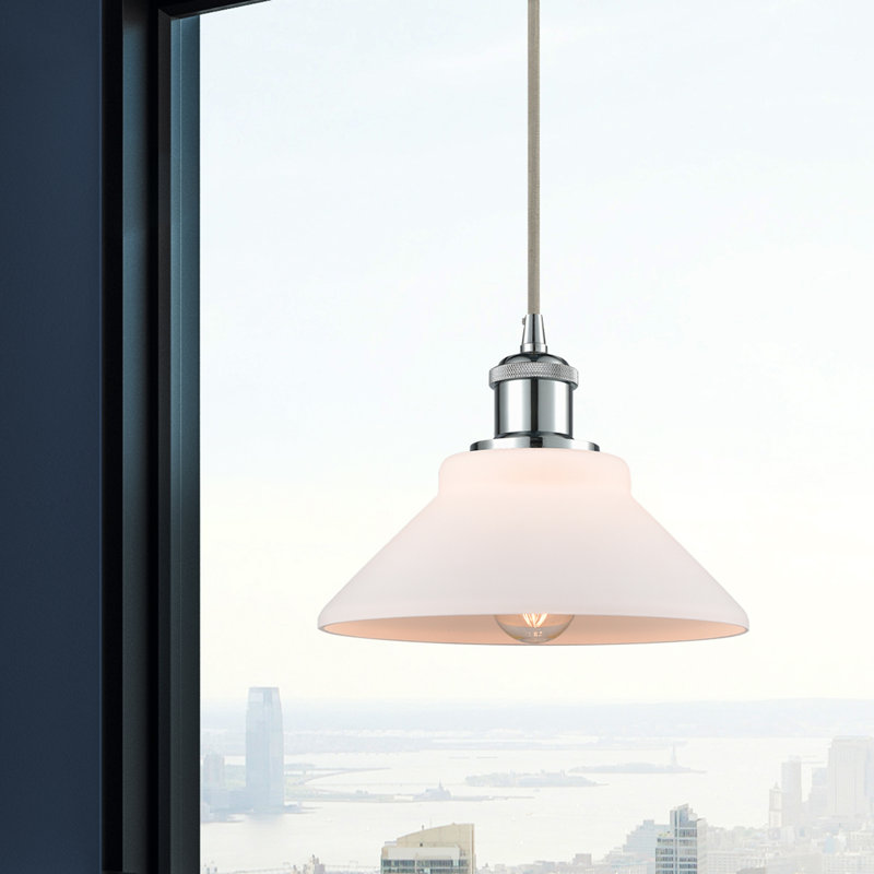 Luminaire suspendu conique à 1 lumière Newton St Loe, Chrome poli, Ampoule non incluse, Blanc mat