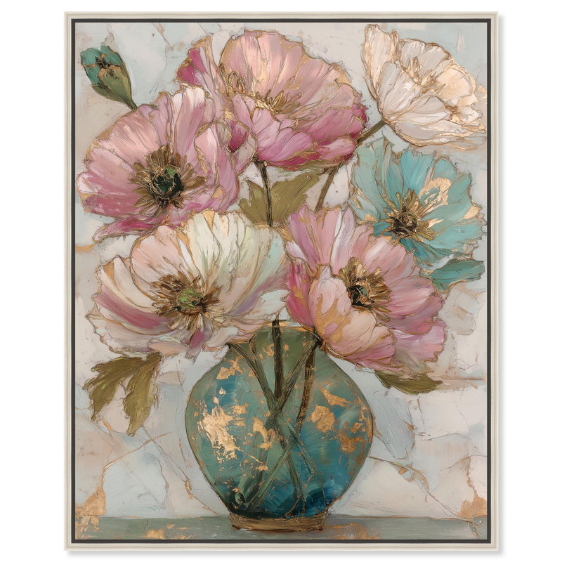 «Lustrous Lilies I», impression sur toile boho par Art Remedy, cadre argenté, 30 x 36, H 37 po x l 31 po, Cadre argenté