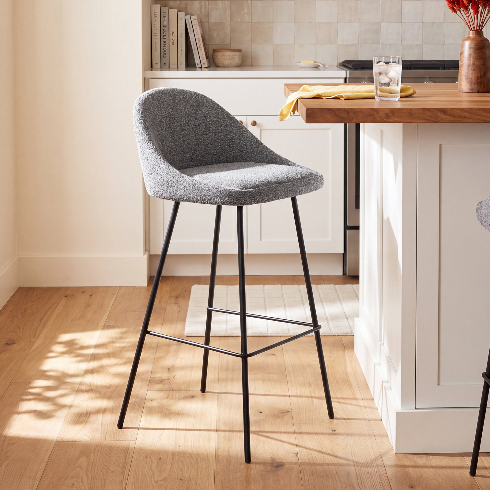 Holmes Bar Stool, Gray, Bar Stool (29.5" Seat Height)