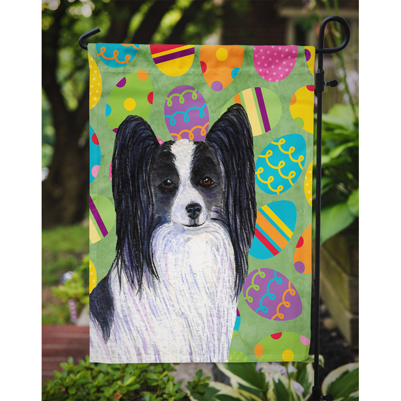 Drapeau de jardin Atara, Épagneul papillon (noir et blanc)