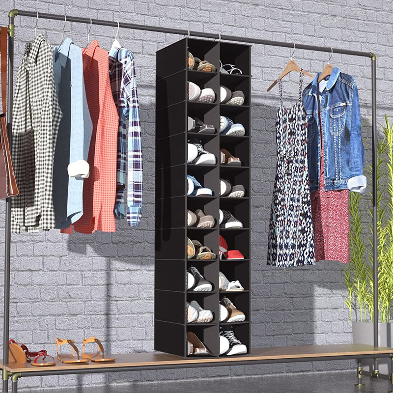 20 paires de rangement à chaussures suspendu, Noir