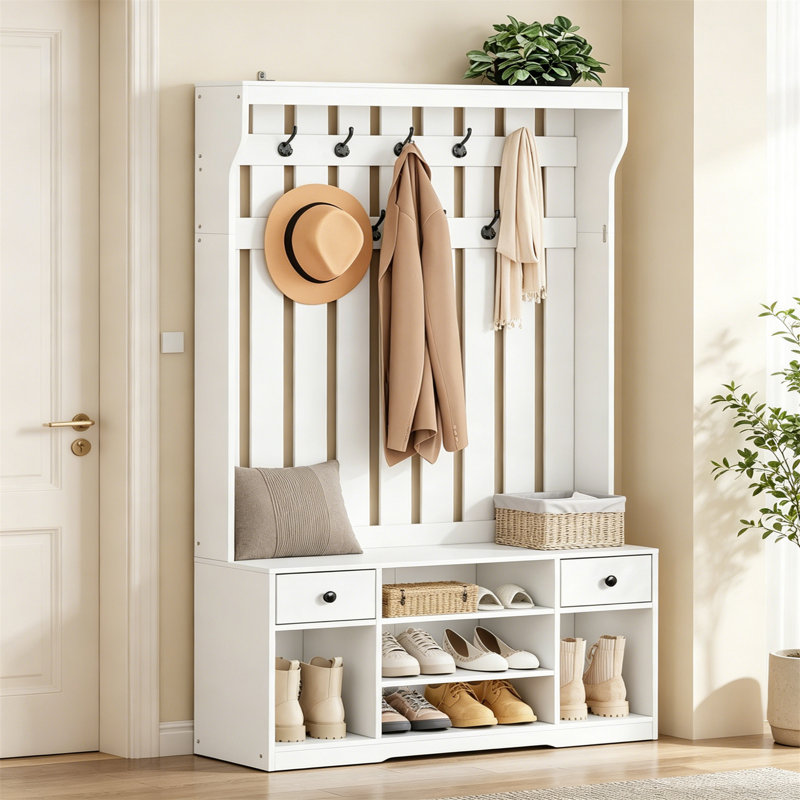 Metal 9 - Hook Coat Rack, White