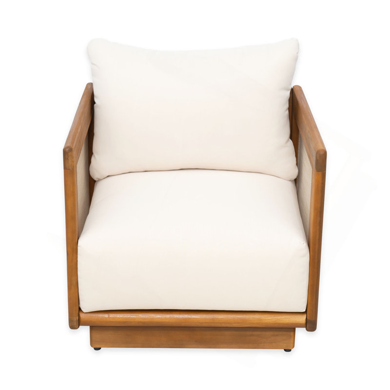 Fauteuil club en acacia et textilene Paola, beige