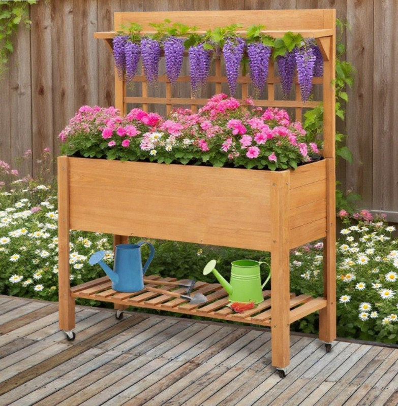 Jardinière surélevée en bois massif