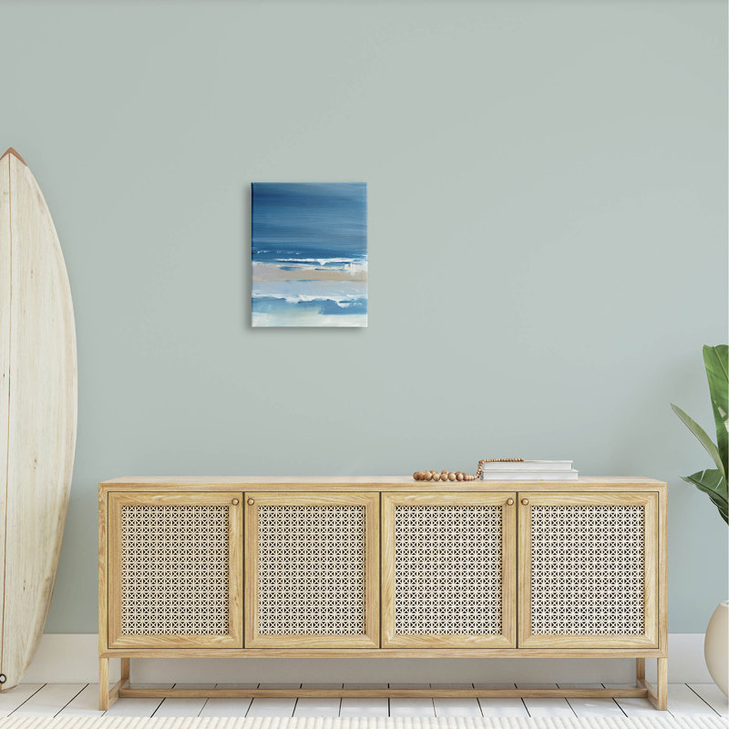 Crashing Waves Blue and Beige Canvas Landscape Art