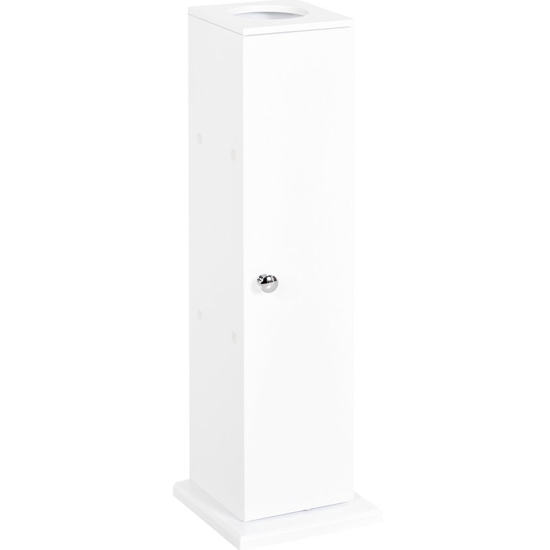 Armoire à papier de toilette - Étagère de coin blanche pour petite salle de bain avec portes et étagères, meuble de rangement moderne, style sur pied