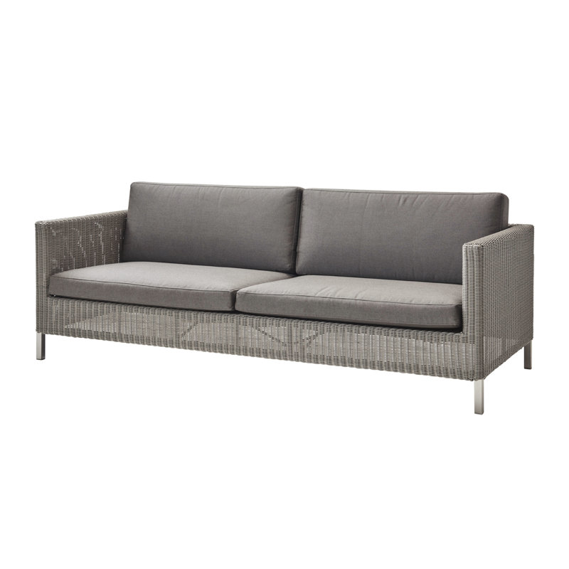 Connect 83.9" Wide Outdoor Wicker Patio Sofa with Cushions, Taupe