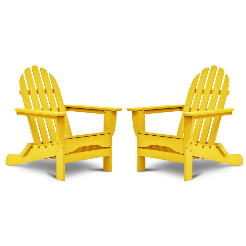 Hartington Poly Lumber Outdoor Adirondack Chair, Lemon Yellow