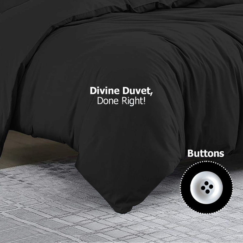 Klarita 100% Microfiber 300TC Reversible Duvet Cover Set with Pillowcase, Super King - 2 Pillowcase (50 x 75 cm), Black