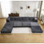 Canapé à compression, canapé convertible au sol, canapé modulaire désossé bricolage, aucun assemblage requis, tissu polaire circulaire, surdimensionné à 4 places avec 1 repose-pieds, gris foncé-298337662-298337659-298337656