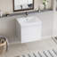 Lavabo de salle de bain 30 po en résine, tiroirs. Blanc brillant 24V11-30Gw. Évier d'armoire contemporain. Élément écoénergétique
