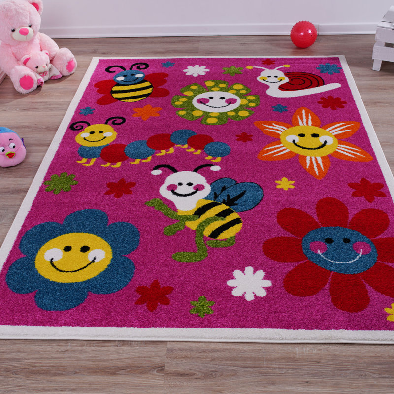 Kindig Floral Pink Area Rug, Rectangle 5'3" x 7'4"