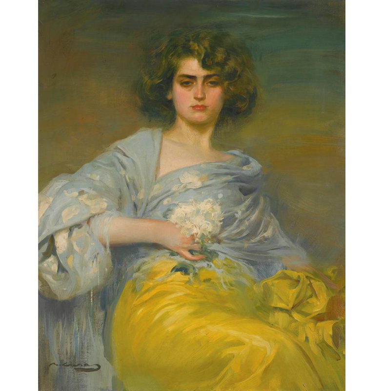 "Julia" par Ramón Casas - Toile tendue avec châssis, H 40 po x l 28 po