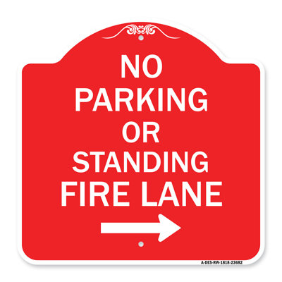 Enseigne Signmission Designer Series - Pas de stationnements ni de places debout, couloir de feu (avec flèche droite) | Enseigne architecturale en aluminium de gros calibre vert et blanc 18 po x 24 po | Protégez votre entreprise | Fabriqué aux États-U
