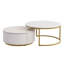 Table basse gigogne moderne cannelée avec tiroir en blanc et or 31,5 po Modern