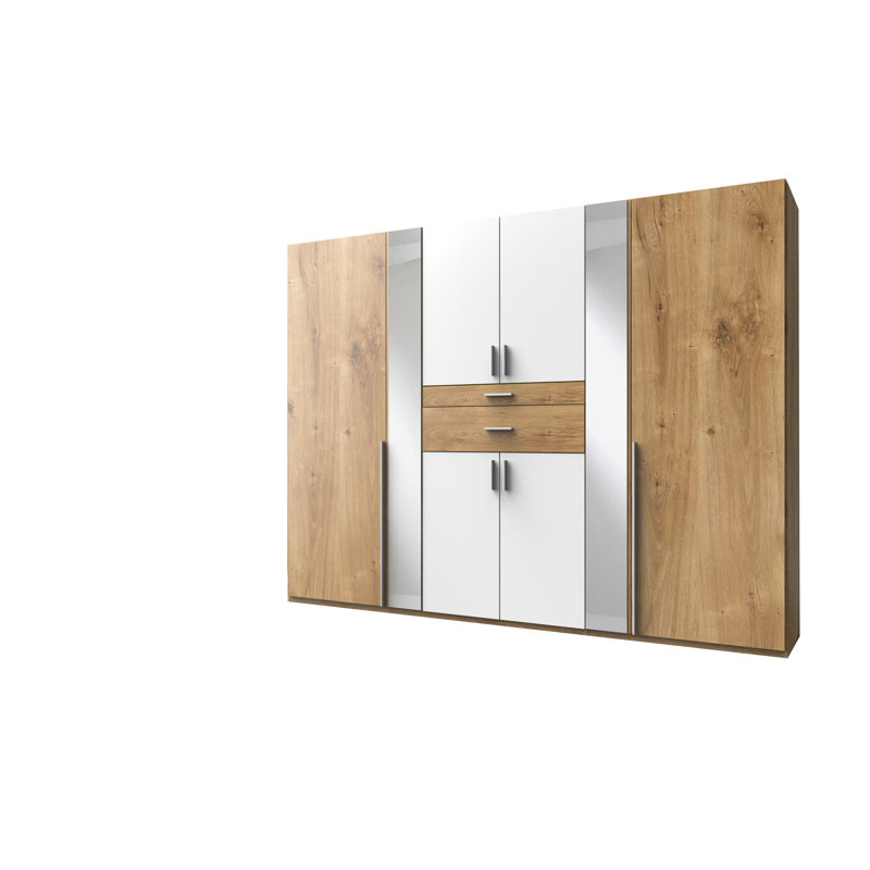 Leevi 6 Door Manufactured Wood Wardrobe, White/Brown